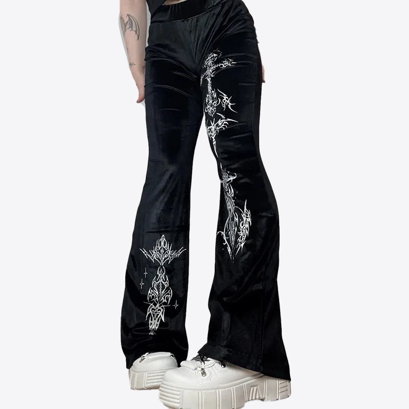 Welurowe gotyckie spodnie