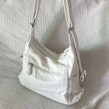 White Pu leather bag