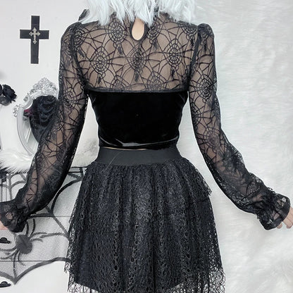 GOTHIC CROP TOP WITH LONG SLEEVES