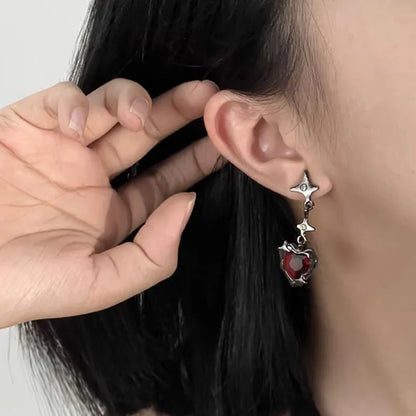 Gothic earrings with a bloody heart