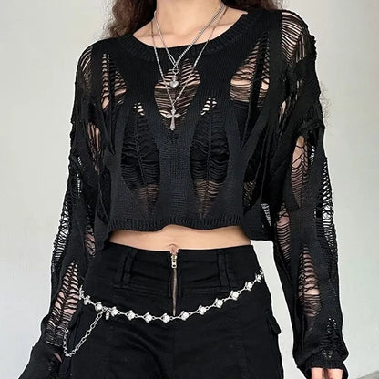 Gothic spring blouse, black