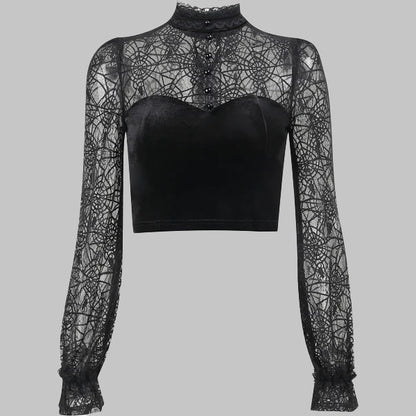 GOTHIC CROP TOP WITH LONG SLEEVES