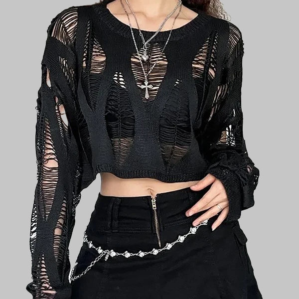 Blusa gótica de primavera, negra