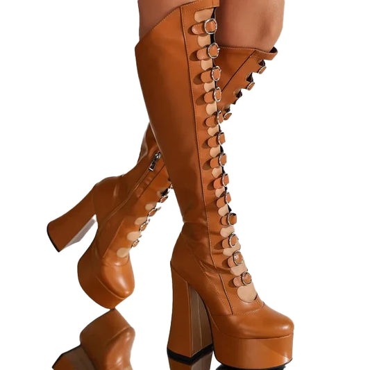 High heel boots - brown