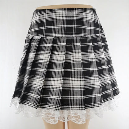 Gothic checkered skirt - black