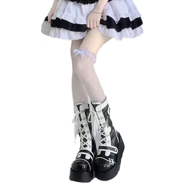 Buty gotyckie na platformie Kawaii - czarne