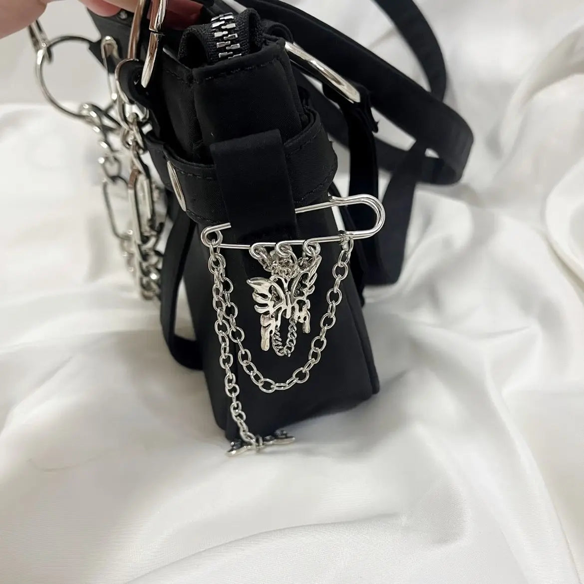 Gothic handbag with a cross