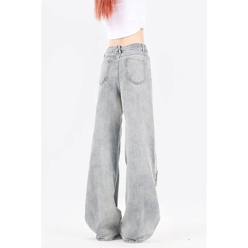 Baggy cargo jeans - jasnoszare