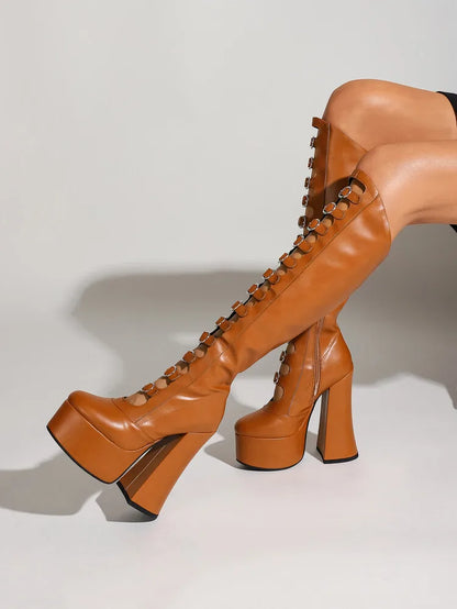 High heel boots - brown