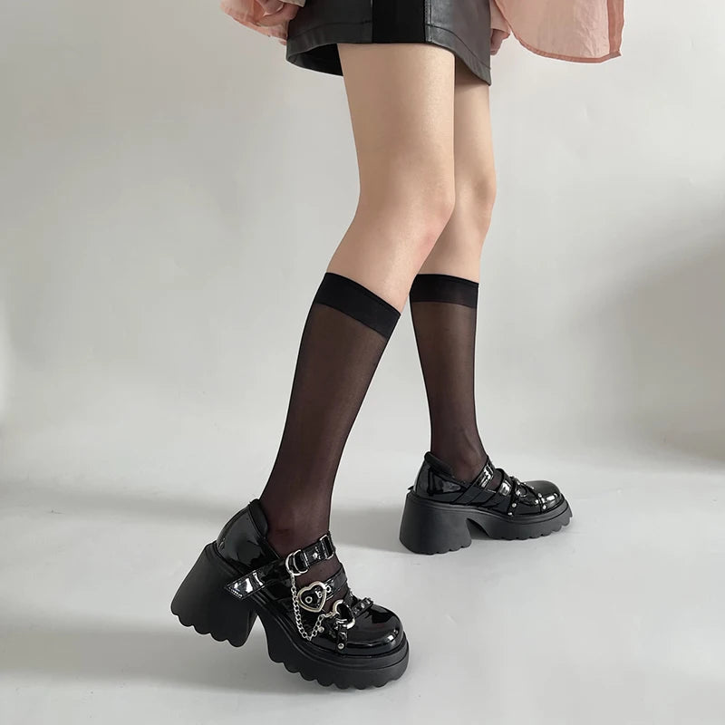 Gothic high-heeled ankle boots