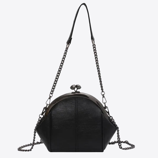 Bolso de hombro con cadena - negro