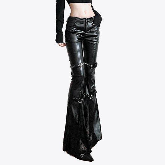 Gotyckie skórzane spodnie - czarne