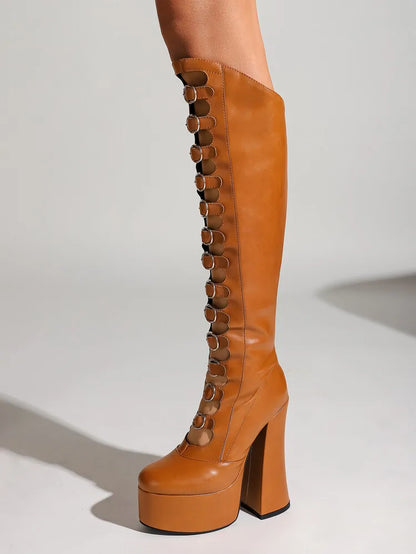 High heel boots - brown