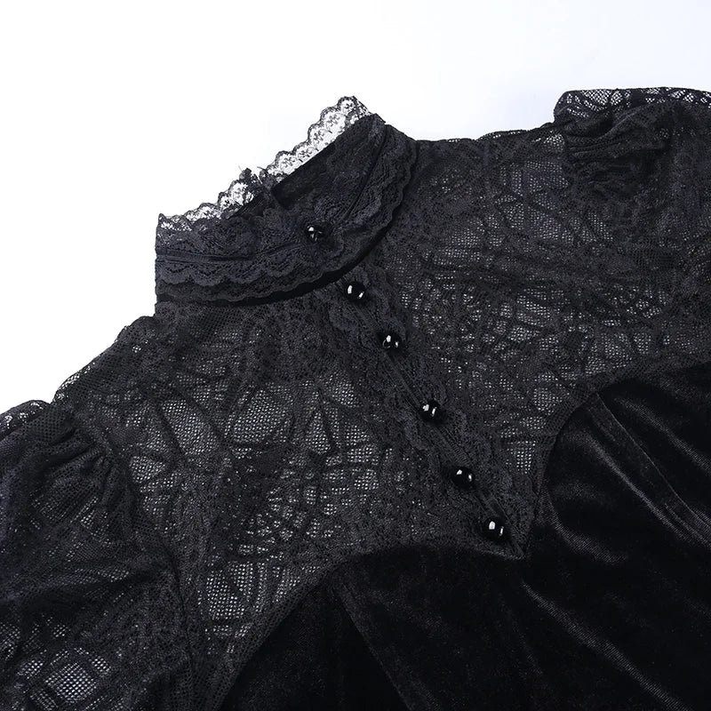 Gothic top with a spiderweb motif