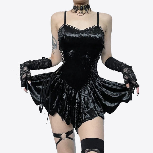 Gothic party dress with straps