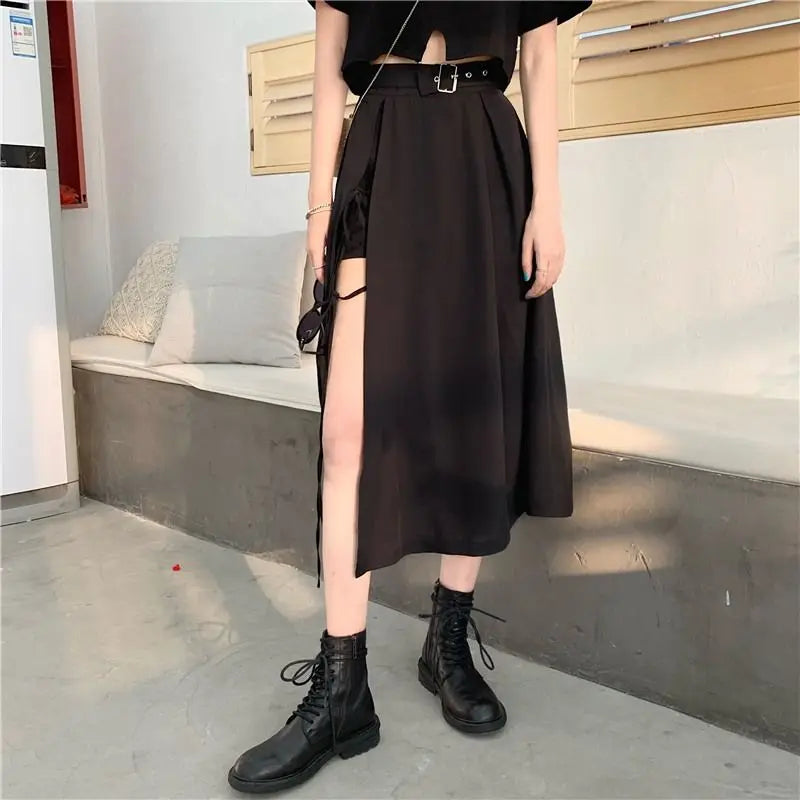 Black long skirt with a cutout