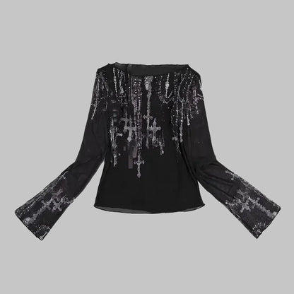 Black gothic top with crosses