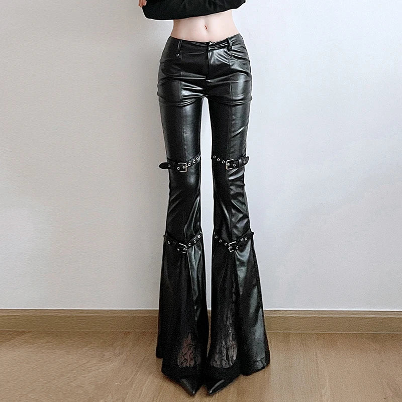 Gothic leather pants - black