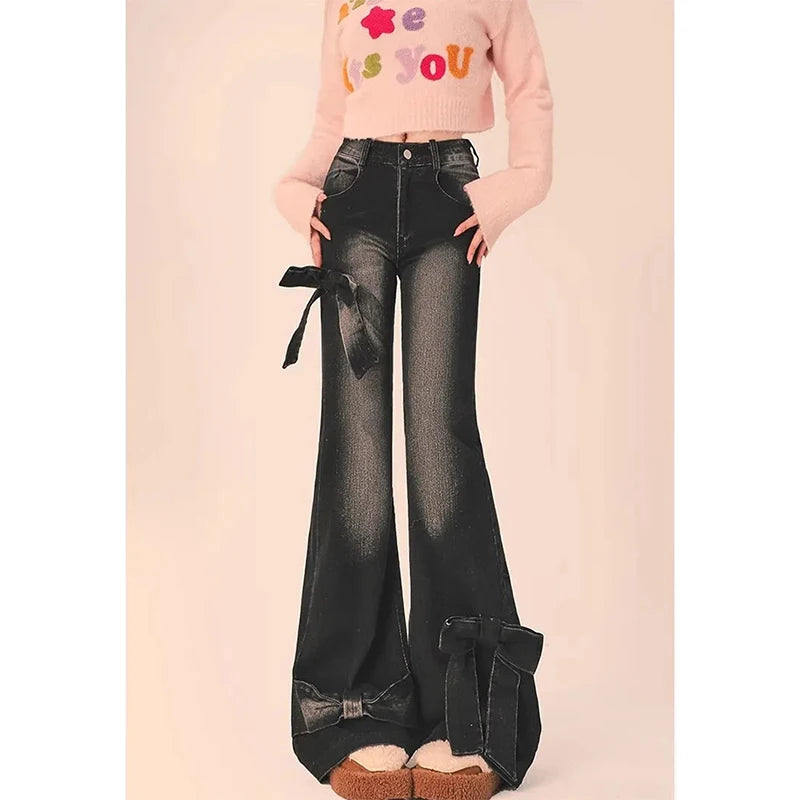 Gothic bow cowgirl jeans