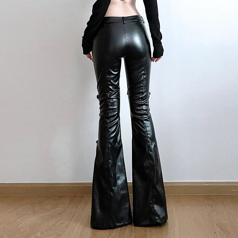 Gothic leather pants - black