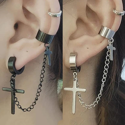 Double Gothic earring with a cross motif