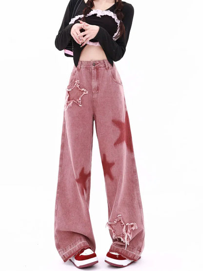 Baggy cargo jeans - pink