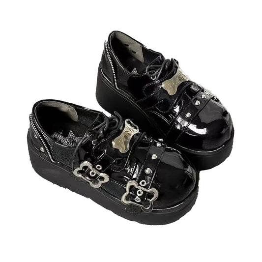 Spring Punk platform shoes - black gloss