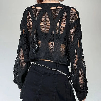 Blusa gótica de primavera, negra