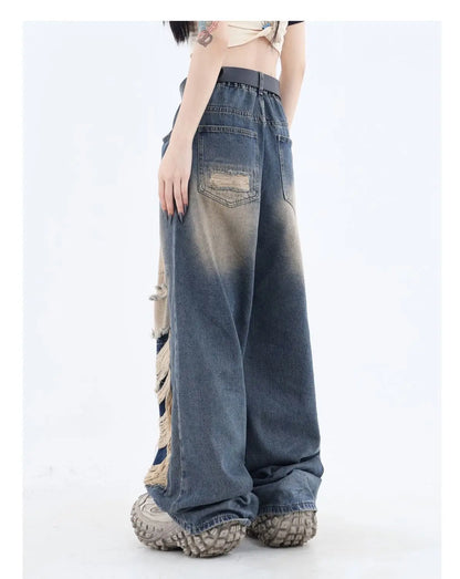 Ripped &amp; Baggy pants - blue