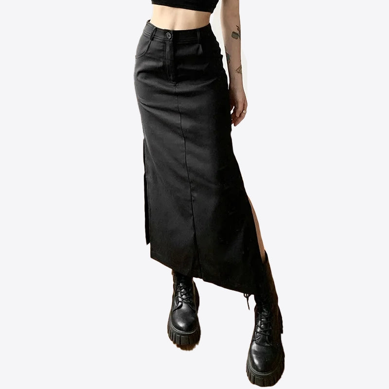 Punk long black skirt