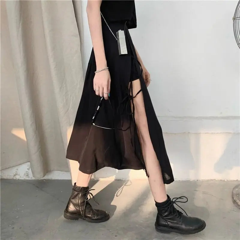 Black long skirt with a cutout