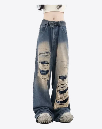 Ripped &amp; Baggy pants - blue