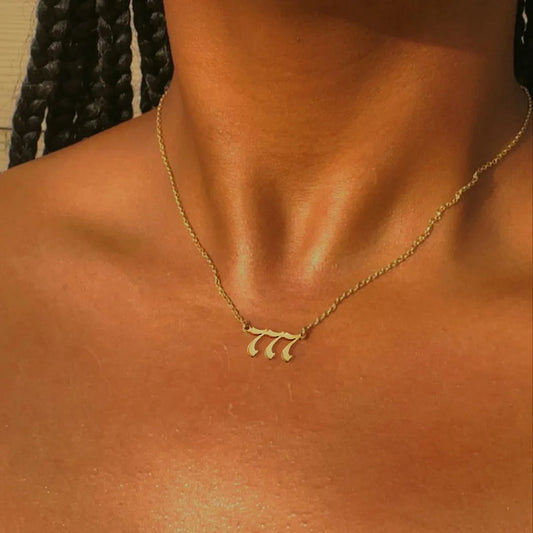 Stainless steel necklace with the number 777