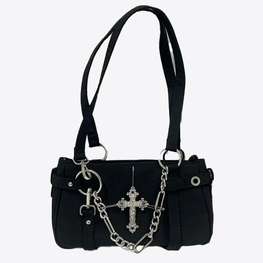 Gothic handbag with a cross