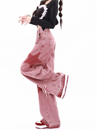 Baggy cargo jeans - pink