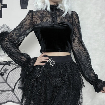 GOTHIC CROP TOP WITH LONG SLEEVES